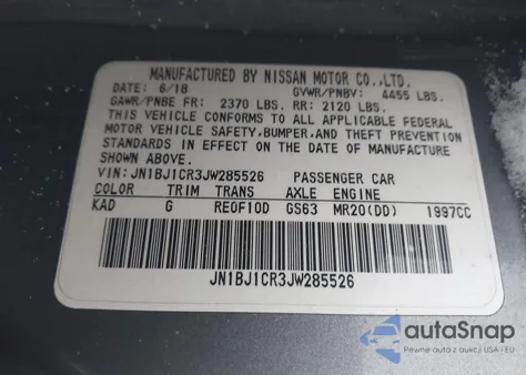 2018 Nissan Rogue Sport Sv z USA, uszkodzony, nr VIN JN1BJ1CR3JW285526